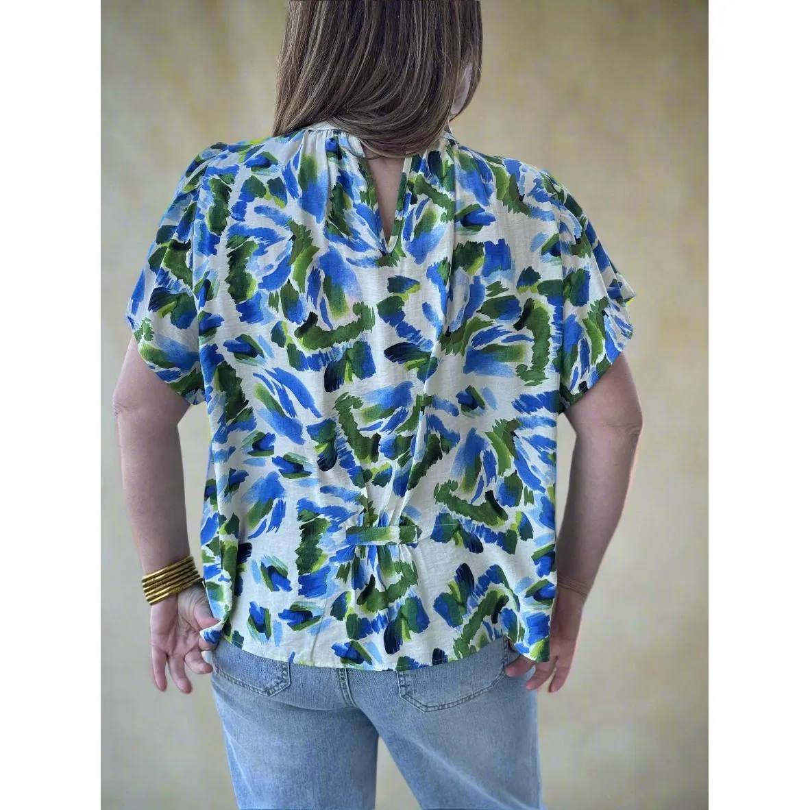 Abstract Bliss Flutter Sleeve Top
