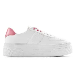 ARMANI EXCHANGE HIGH-SOLED SNEAKERS WITH NAMING LOGO XDX146-WHTPNK