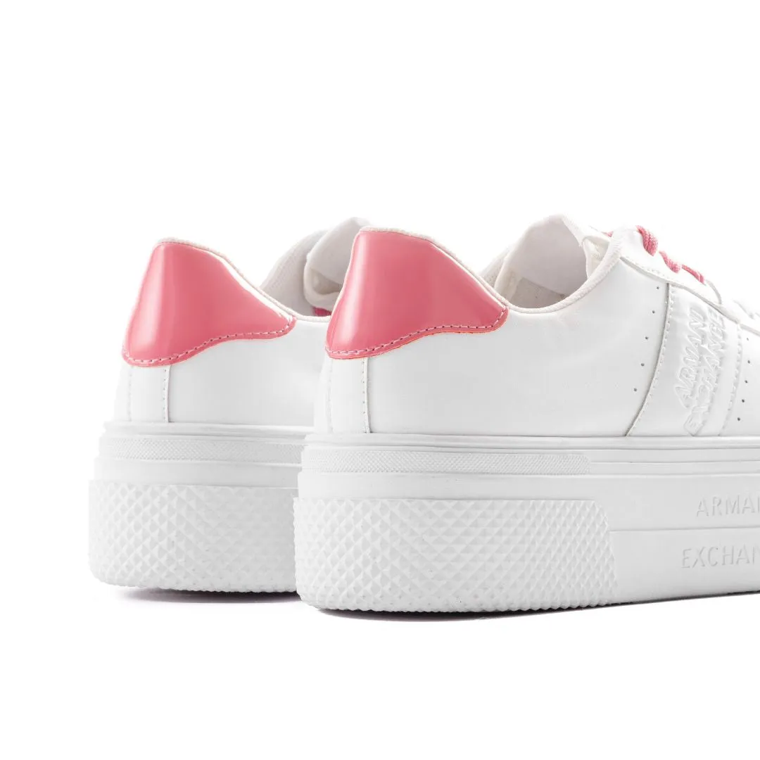 ARMANI EXCHANGE HIGH-SOLED SNEAKERS WITH NAMING LOGO XDX146-WHTPNK