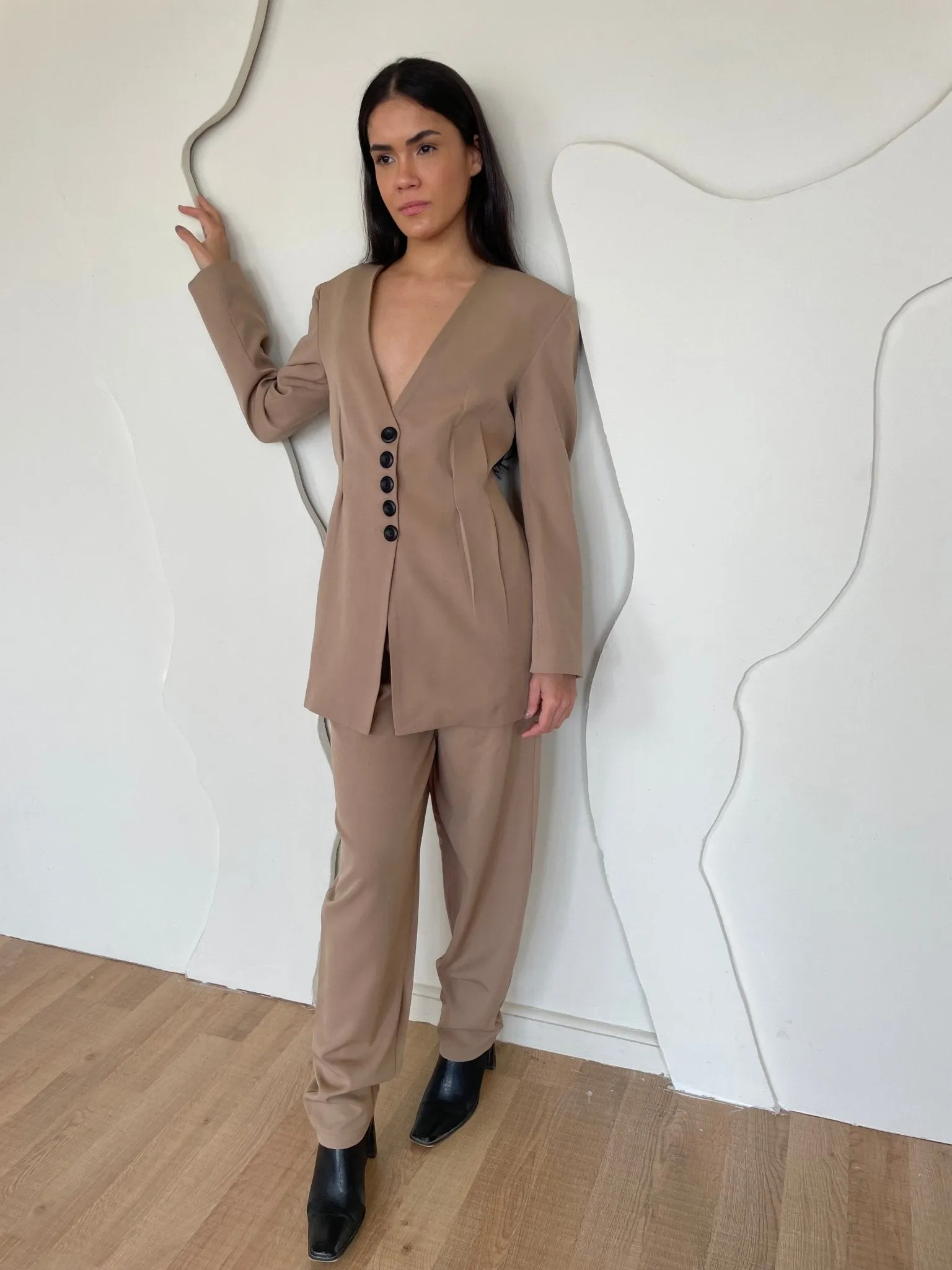 Beige Balloon Formal Pants