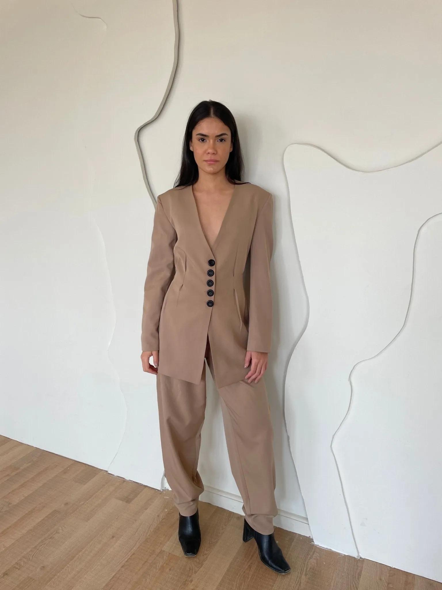 Beige Balloon Formal Pants