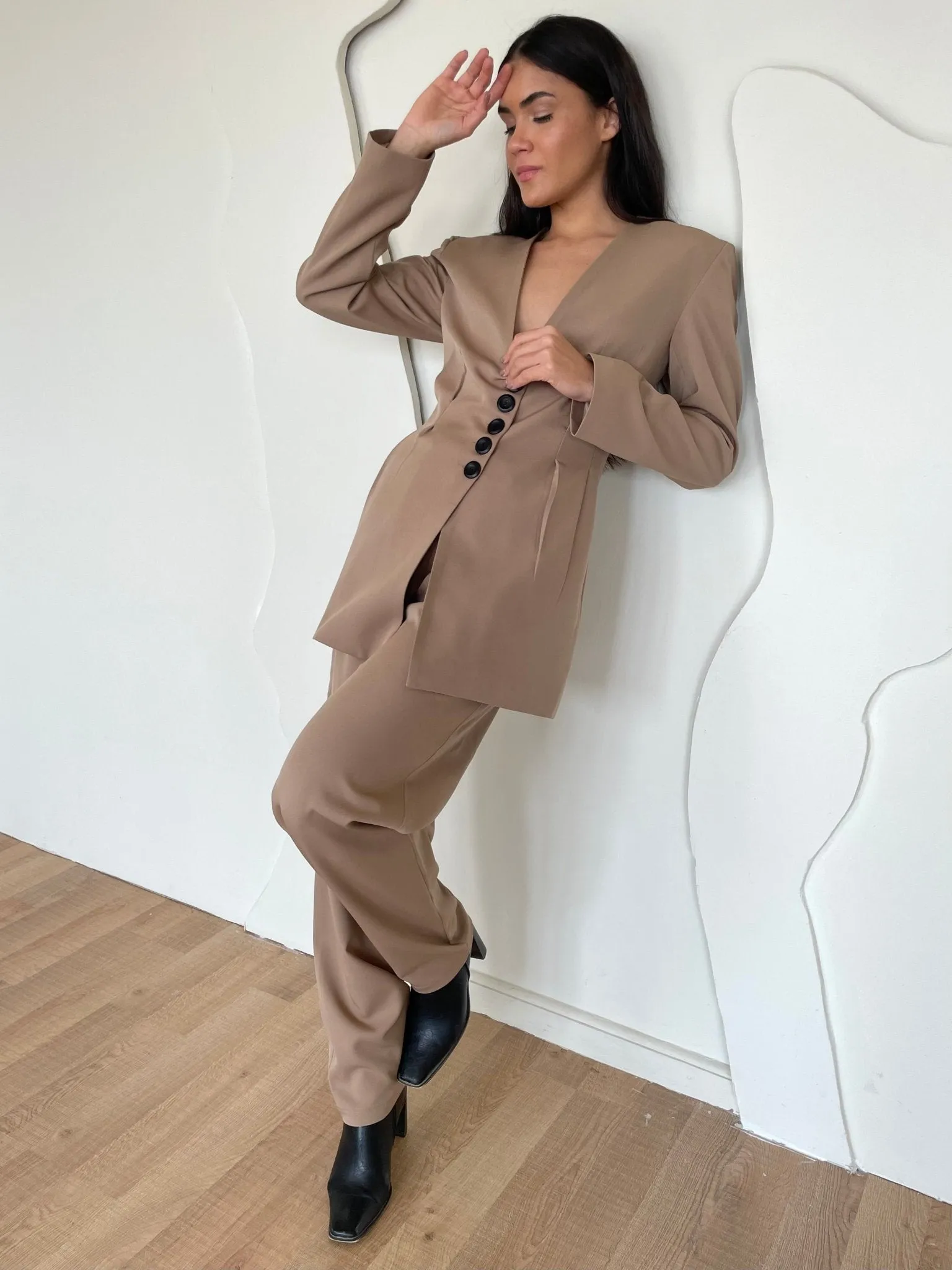 Beige Balloon Formal Pants