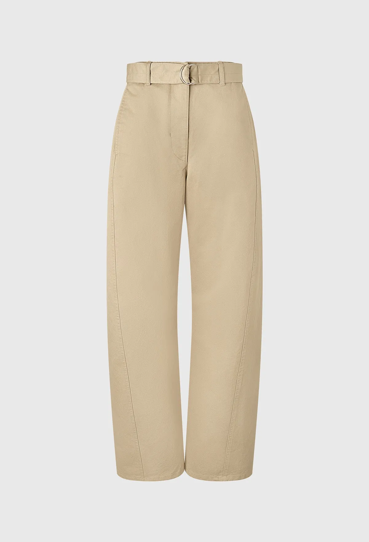 Belted Cotton Pants In Beige