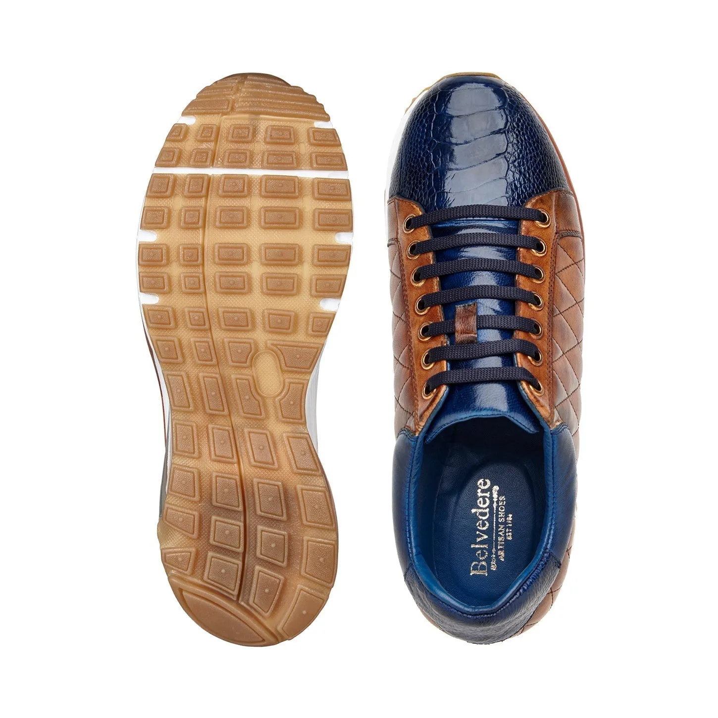 Belvedere Sacco E25 Men's Shoes Exotic Ostrich / Quilted Calf-Skin Leather Sneaker (BV3184)