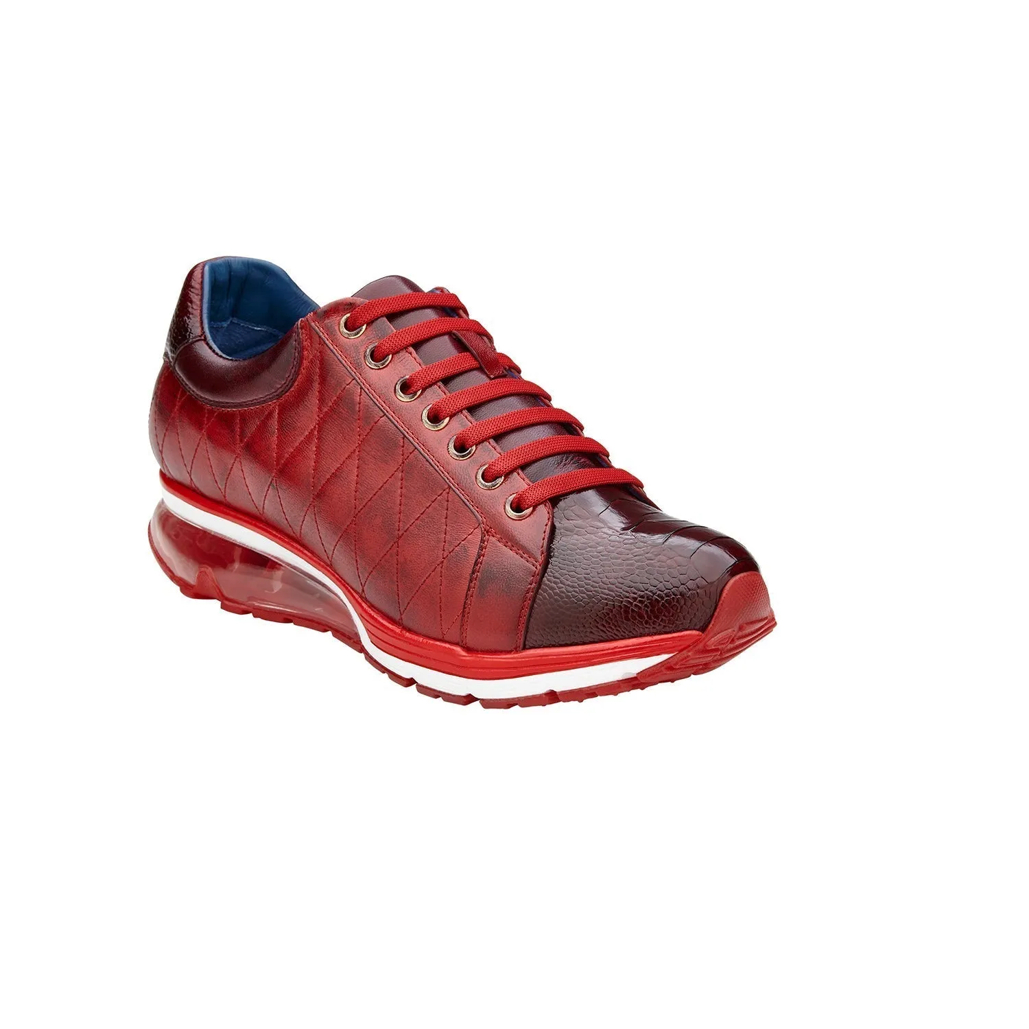 Belvedere Sacco E25 Men's Shoes Exotic Ostrich / Quilted Calf-Skin Leather Sneaker (BV3184)