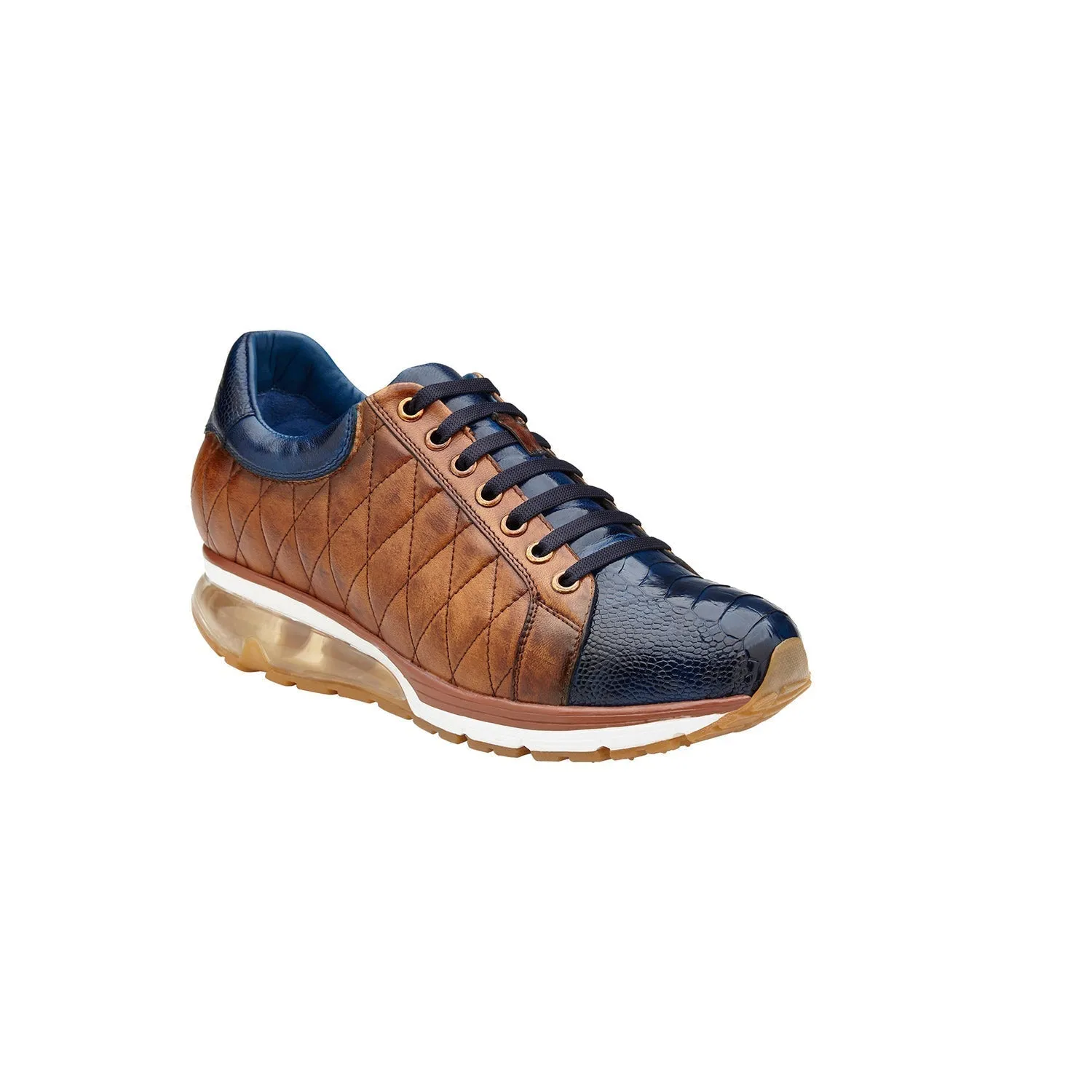 Belvedere Sacco E25 Men's Shoes Exotic Ostrich / Quilted Calf-Skin Leather Sneaker (BV3184)