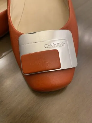 Calvin Klein Shoes Orange Womens Buckle Slip On Ballet Flat Size 8.5