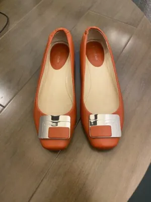 Calvin Klein Shoes Orange Womens Buckle Slip On Ballet Flat Size 8.5