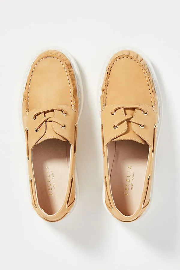 CECELIA NEW YORK Reedy Boat Shoe Loafer Burt Sugar Suede Lace Up Dress Loafers