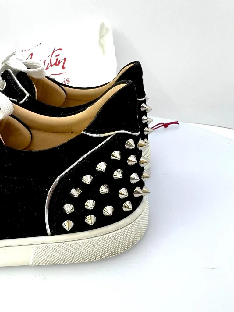 CHRISTIAN LOUBOUTIN VIERA 2 SPIKED VELOUR LOW TOP SNEAKERS