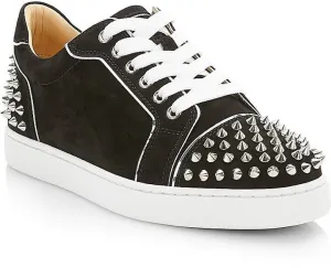 CHRISTIAN LOUBOUTIN VIERA 2 SPIKED VELOUR LOW TOP SNEAKERS