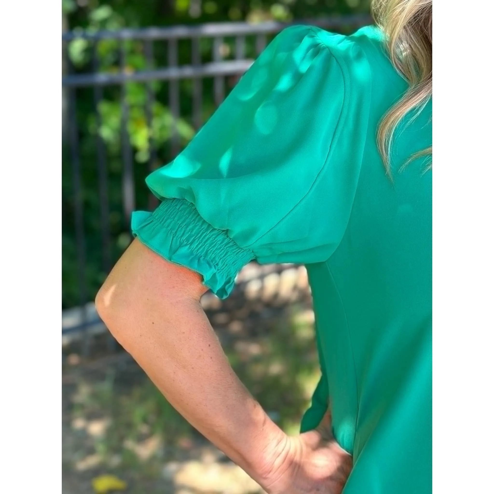 Denise Solid Side Pockets Dress - Emerald - FINAL SALE