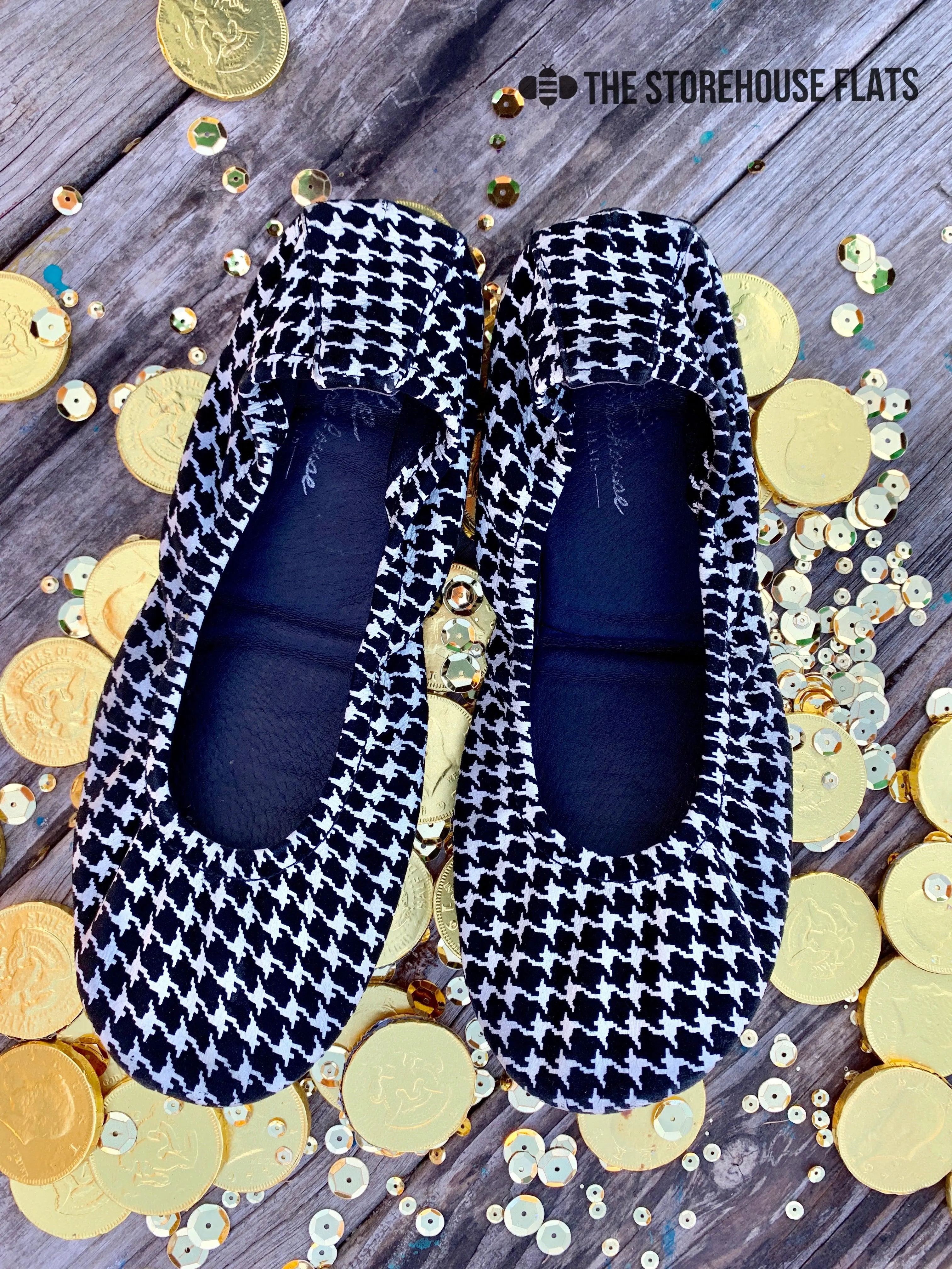 FINAL SALE - Size 5 Houndstooth Suede Storehouse Flats
