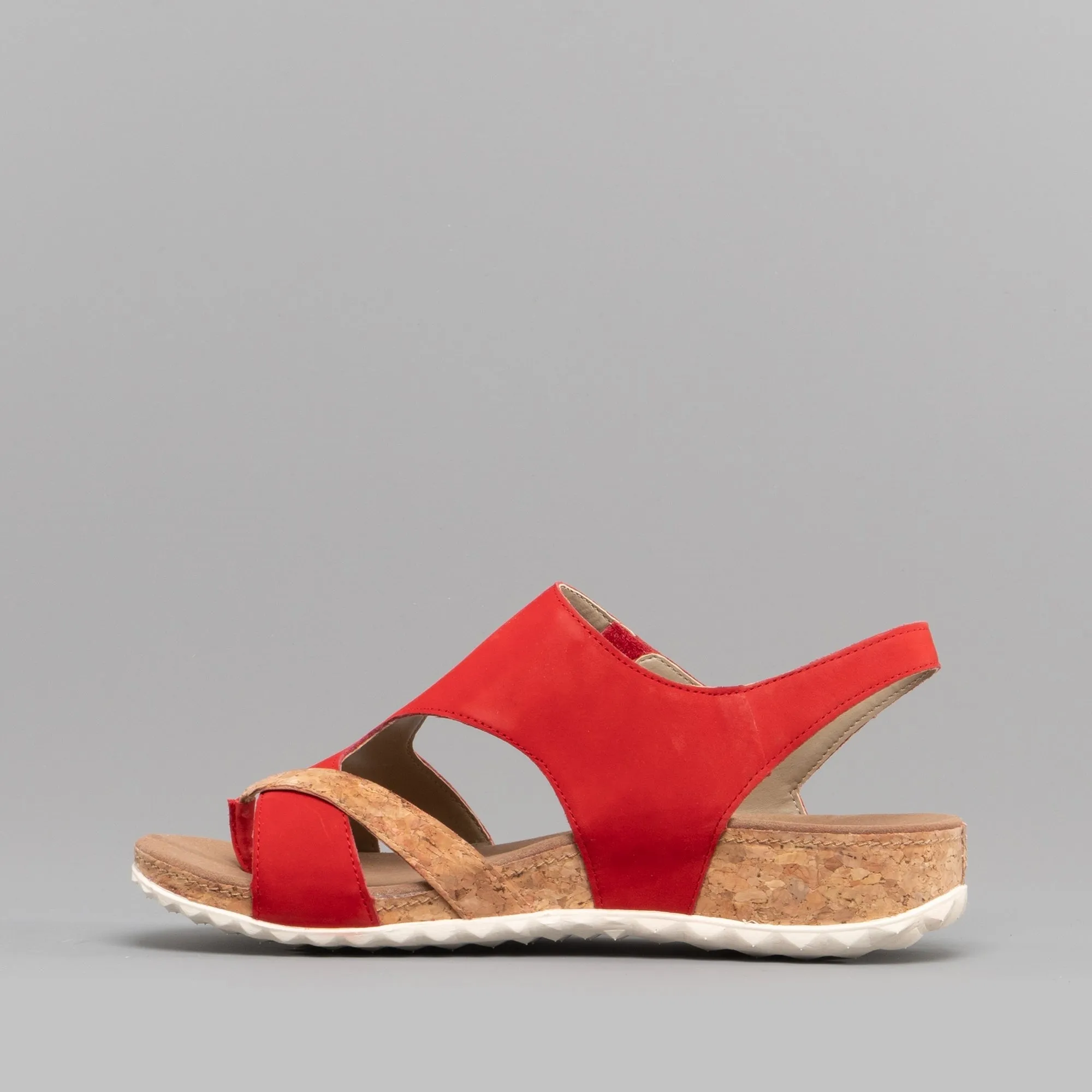 FLORENZ 04 Ladies Leather Touch Fasten Sandals Red Combi