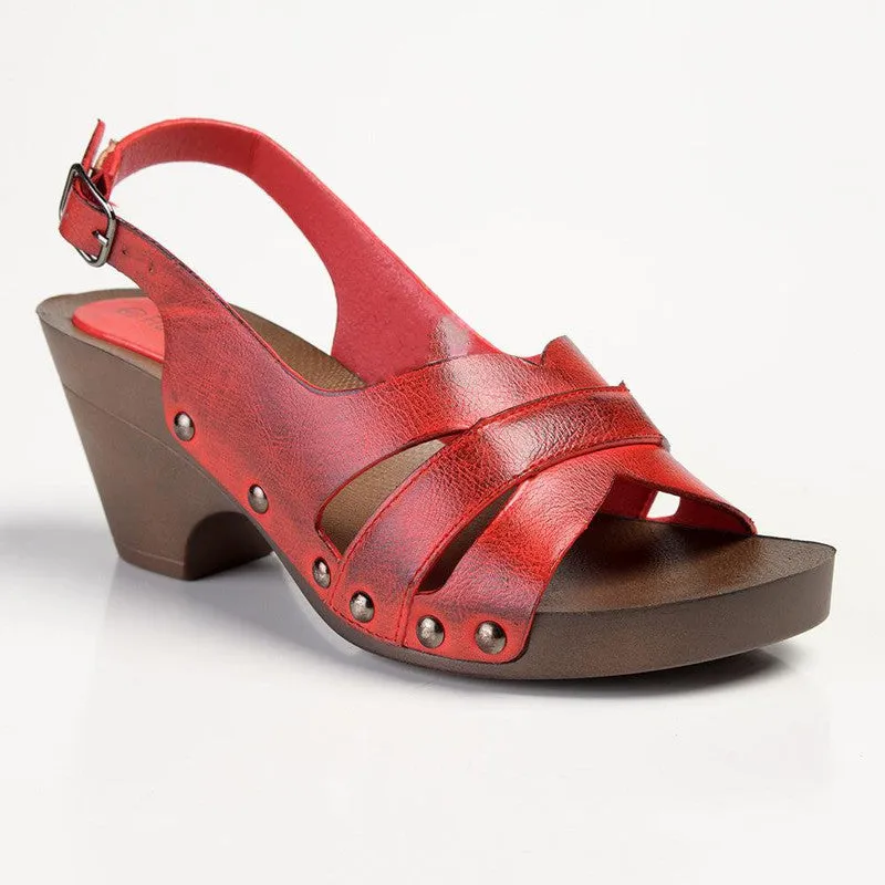 Franco Rossi Janet Sling Back Heel Sandals - Red