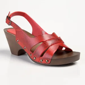 Franco Rossi Janet Sling Back Heel Sandals - Red