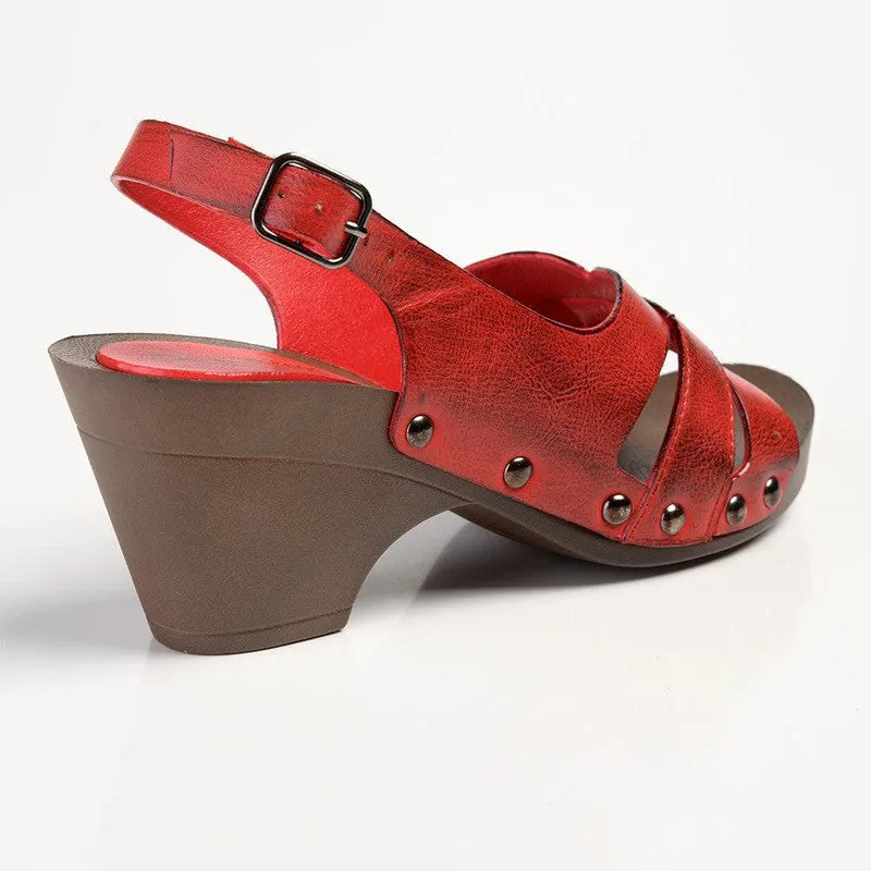 Franco Rossi Janet Sling Back Heel Sandals - Red