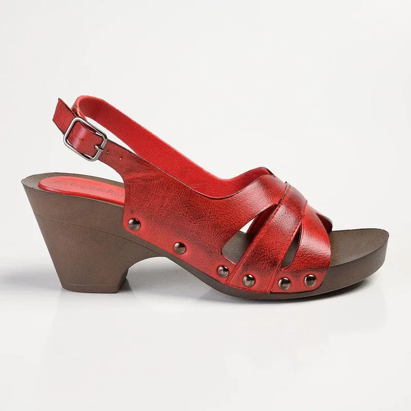 Franco Rossi Janet Sling Back Heel Sandals - Red