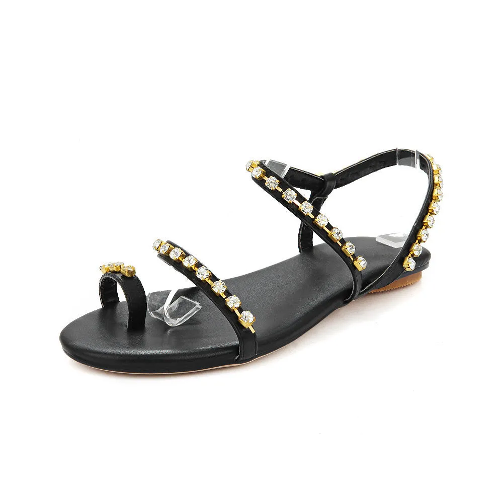 Handmade Bridal Ancient Greek Rhinestone Flat Sandals