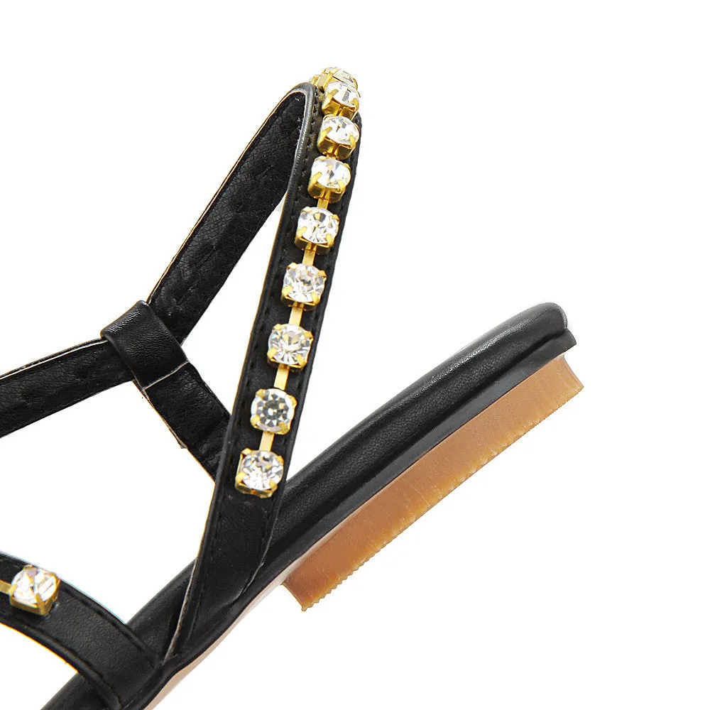 Handmade Bridal Ancient Greek Rhinestone Flat Sandals