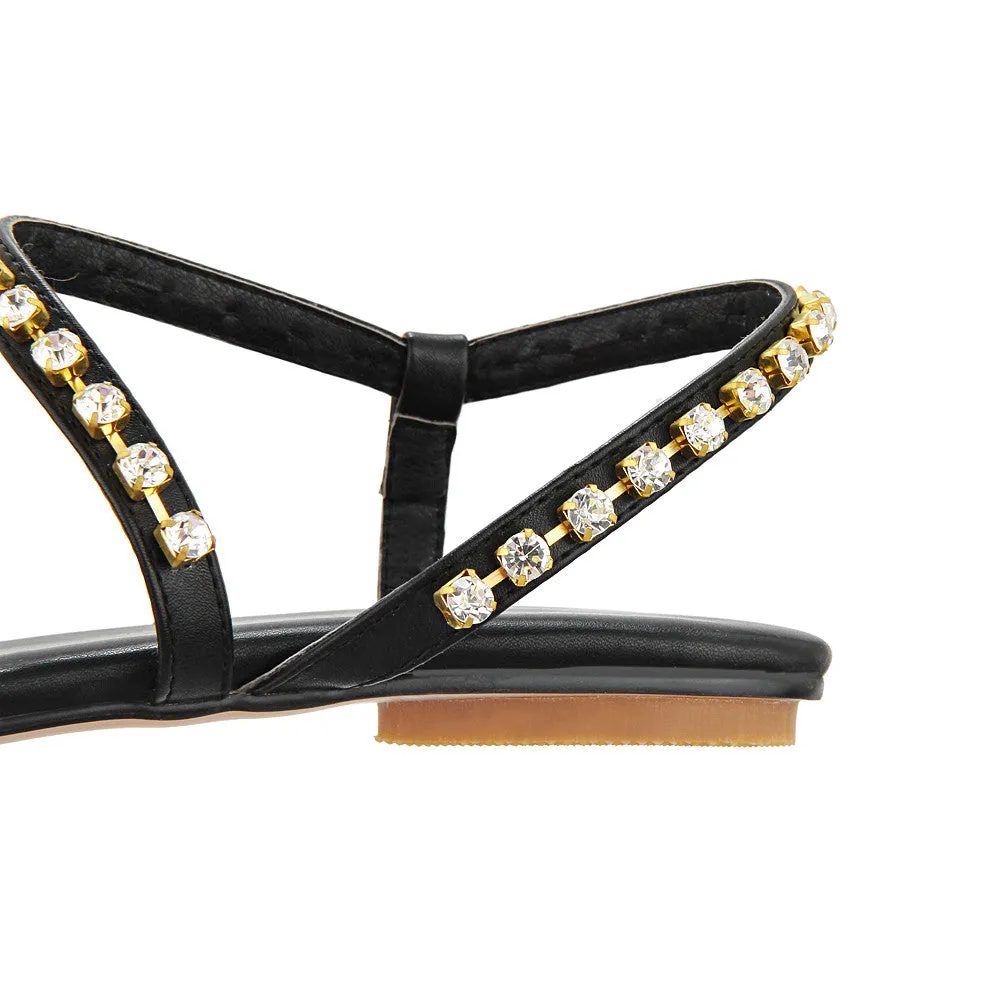 Handmade Bridal Ancient Greek Rhinestone Flat Sandals