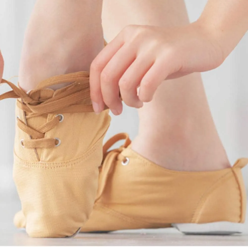 HIPPOSEUS Canvas Lace up Jazz Shoes Modern Dance Practice Shoes Lightweight for Women and Men