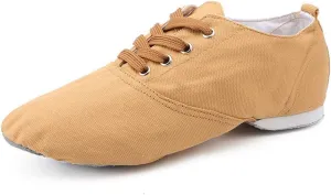 HIPPOSEUS Canvas Lace up Jazz Shoes Modern Dance Practice Shoes Lightweight for Women and Men