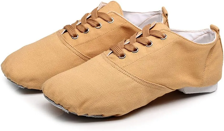 HIPPOSEUS Canvas Lace up Jazz Shoes Modern Dance Practice Shoes Lightweight for Women and Men