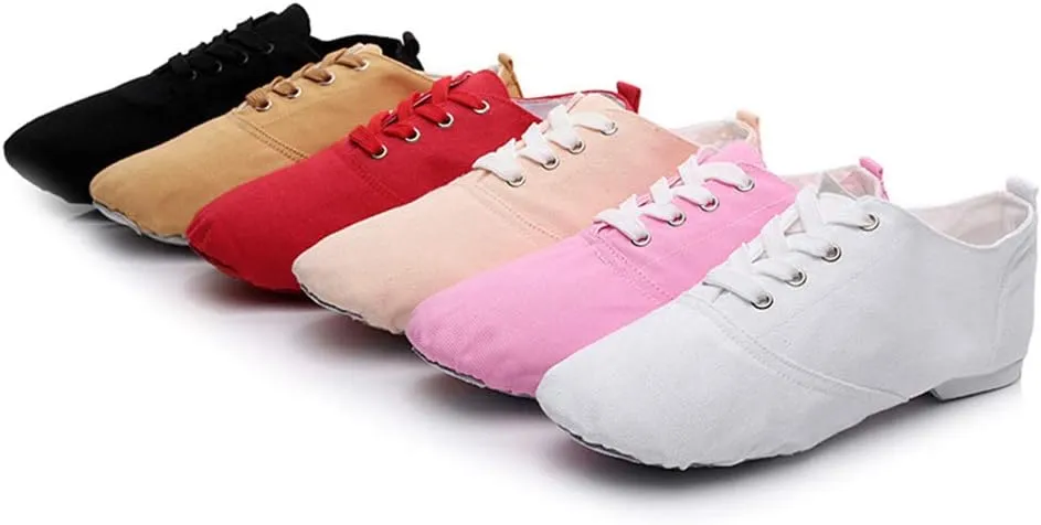 HIPPOSEUS Canvas Lace up Jazz Shoes Modern Dance Practice Shoes Lightweight for Women and Men