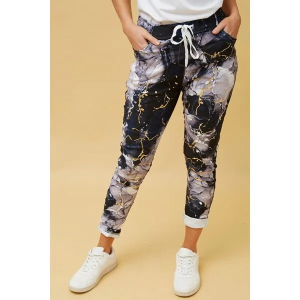 JANJA MARBLE PRINT JOGGERS