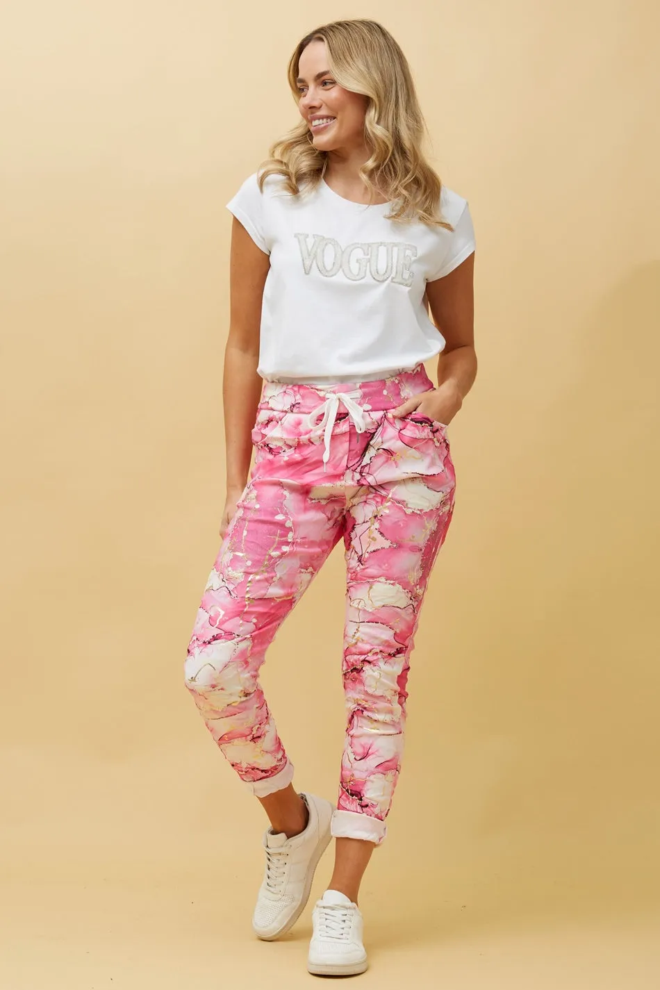 JANJA MARBLE PRINT JOGGERS
