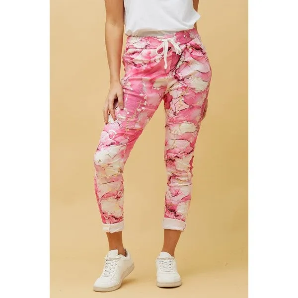 JANJA MARBLE PRINT JOGGERS