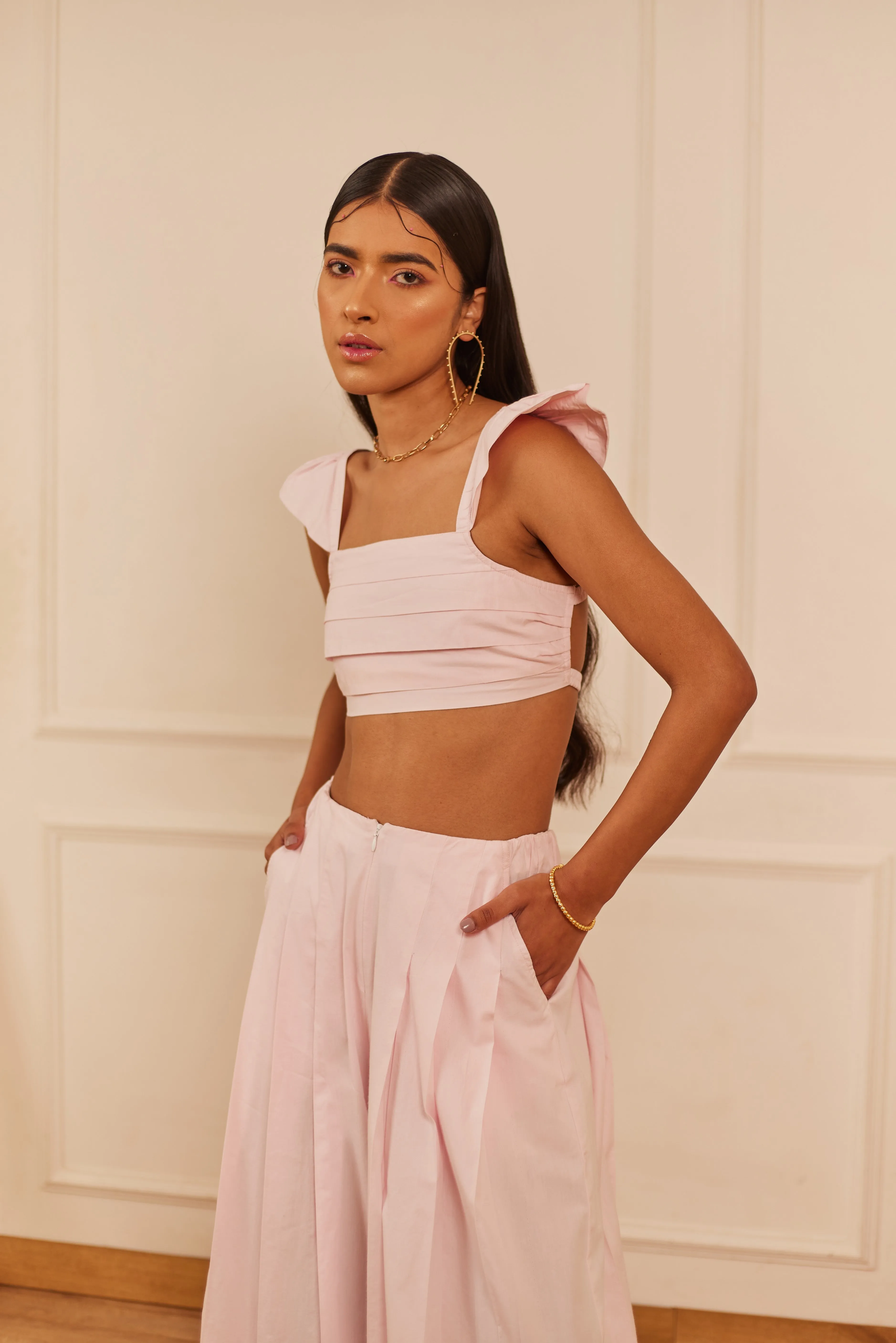 Kamal pleated crop top