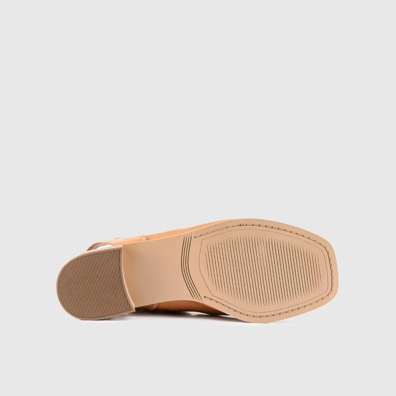 Leather Comfort Block Heel Sandal Brown 8841