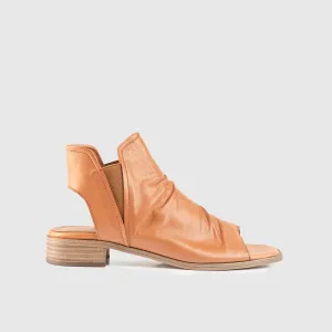 Leather Comfort Block Heel Sandal Brown 8841