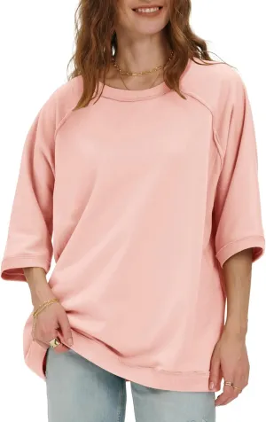 Locachy Women's Casual Crew Neck Sweatshirt Oversized 3/4 Sleeve Pullover Tops 2025 Fashion
