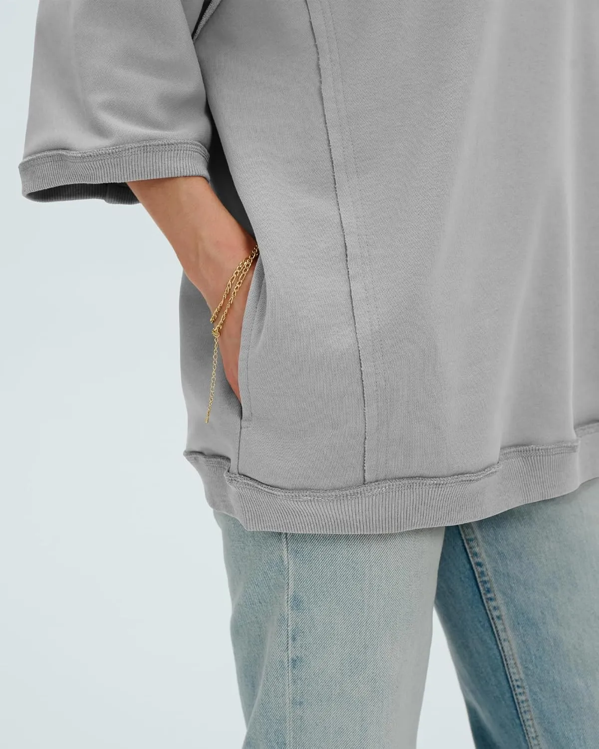 Locachy Women's Casual Crew Neck Sweatshirt Oversized 3/4 Sleeve Pullover Tops 2025 Fashion