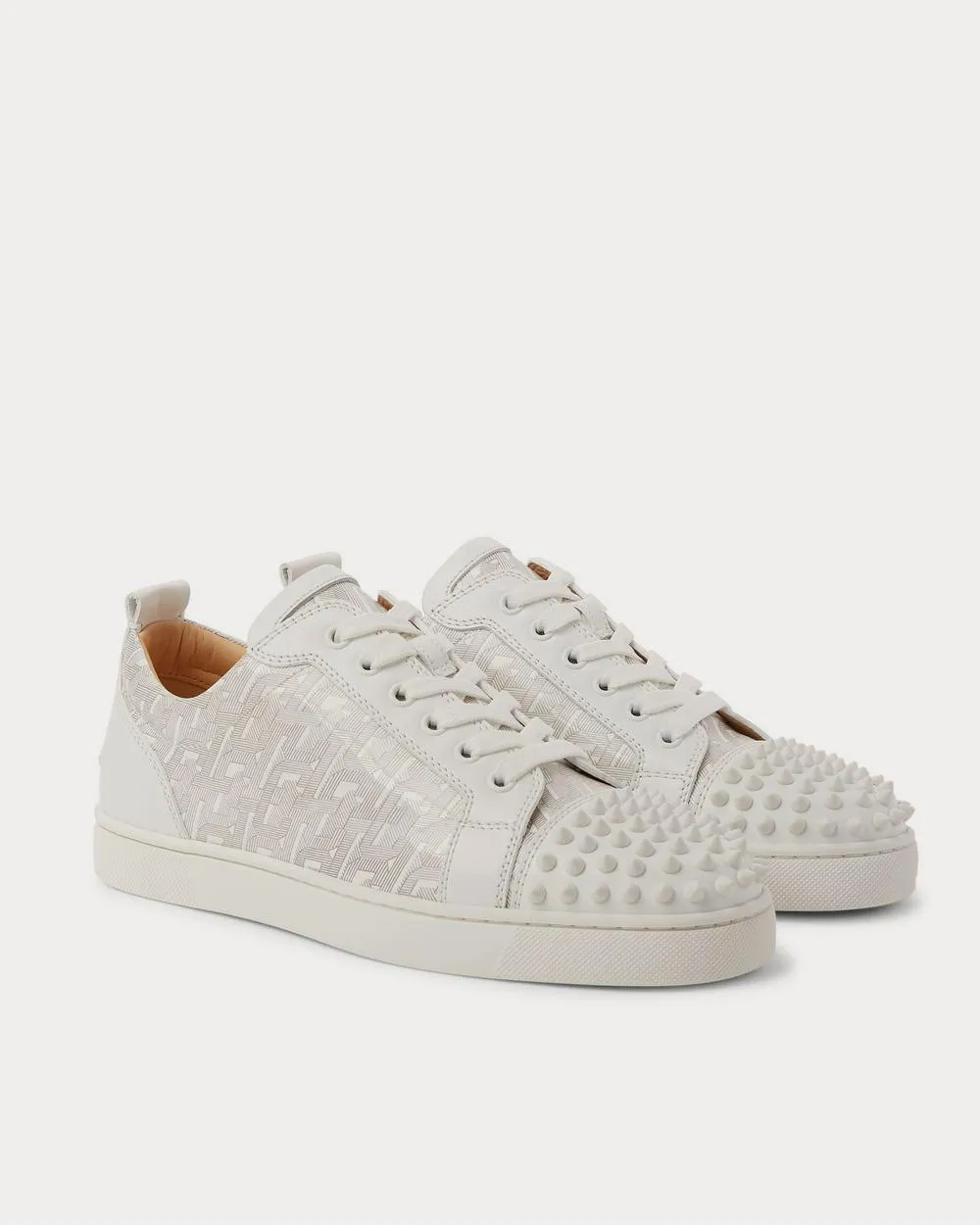 Louis Junior Spikes Printed Leather  White low top sneakers