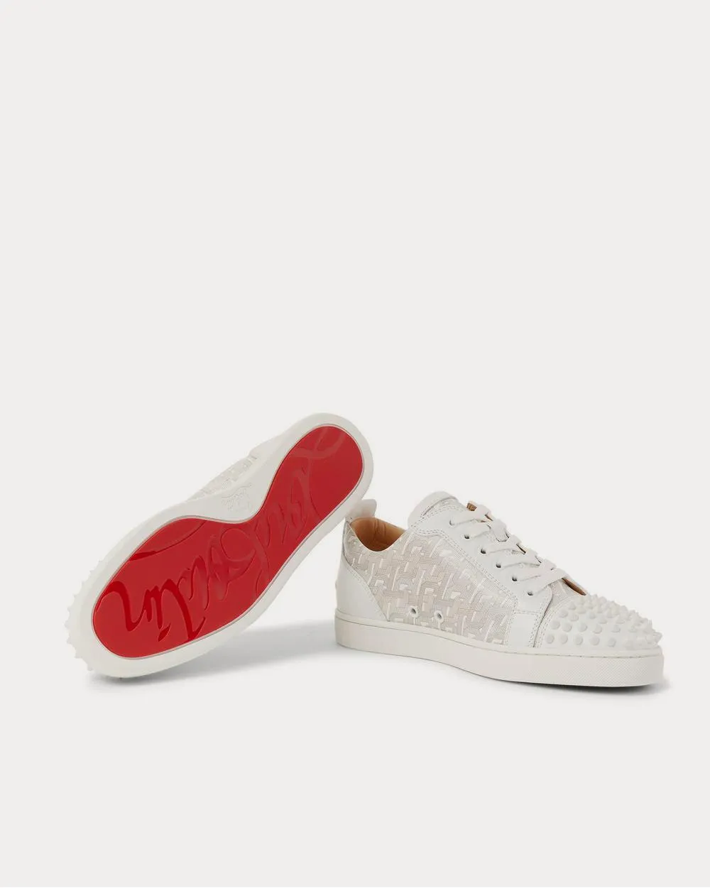 Louis Junior Spikes Printed Leather  White low top sneakers