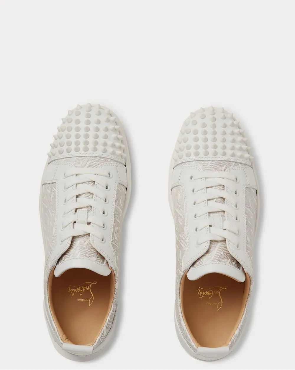 Louis Junior Spikes Printed Leather  White low top sneakers