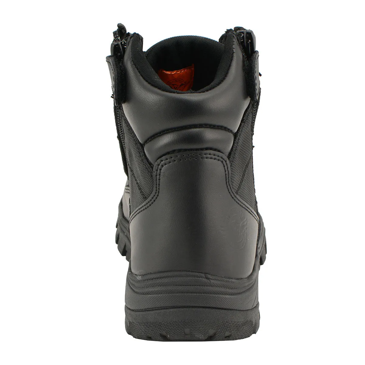LOW MBM9011 Men's 6-inch Black Leather Tactical Lace-Up Boots with Side Zipper Entry