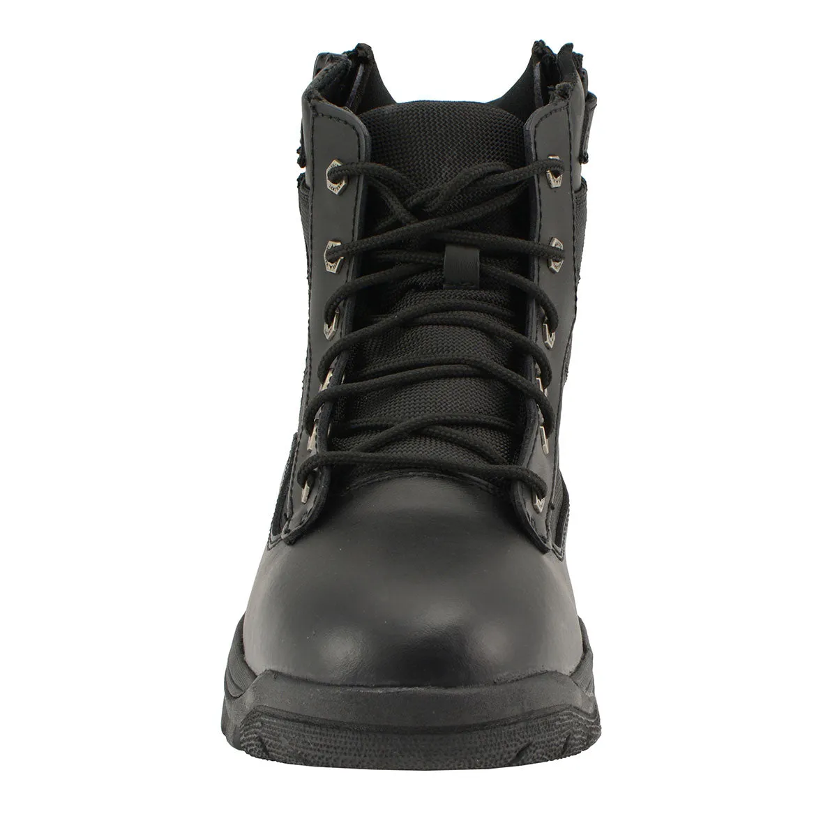LOW MBM9011 Men's 6-inch Black Leather Tactical Lace-Up Boots with Side Zipper Entry