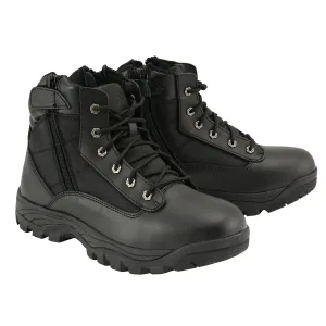 LOW MBM9011 Men's 6-inch Black Leather Tactical Lace-Up Boots with Side Zipper Entry
