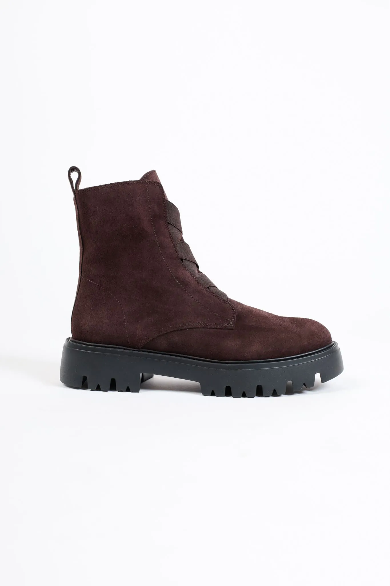 MARA CHOCOLATE- Extra Light Ankle Boots with Elastics and Notched Soles