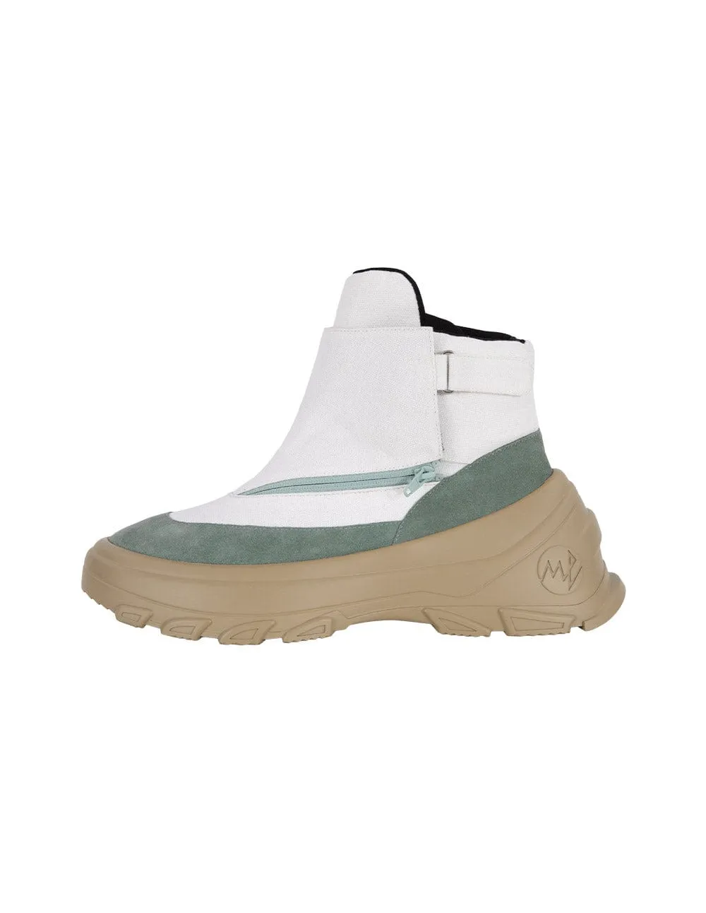 Men's Leather Panelled Canvas Mid-Calf Boots