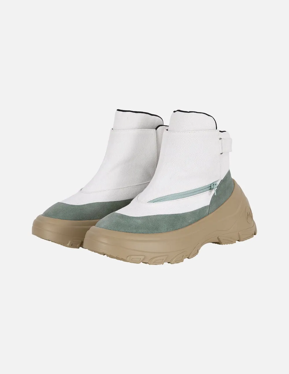 Men's Leather Panelled Canvas Mid-Calf Boots