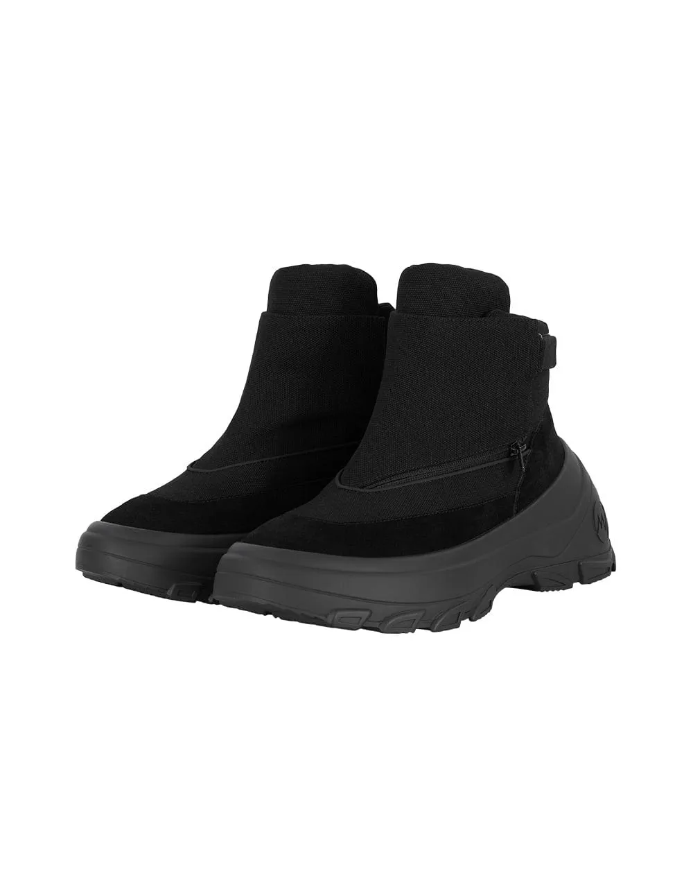 Men's Leather Panelled Canvas Mid-Calf Boots
