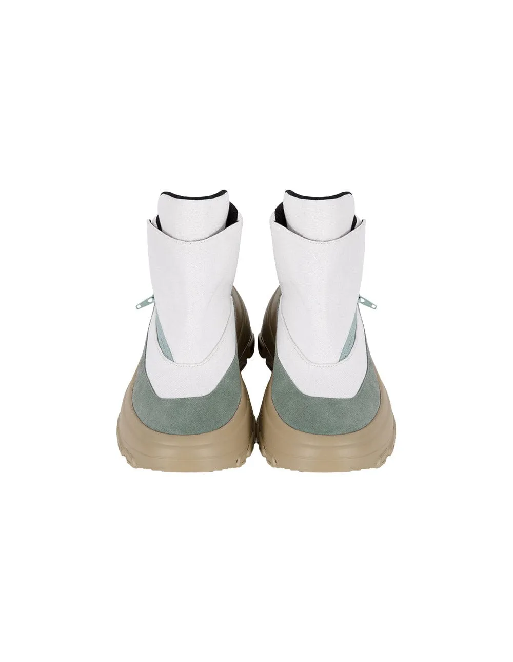 Men's Leather Panelled Canvas Mid-Calf Boots