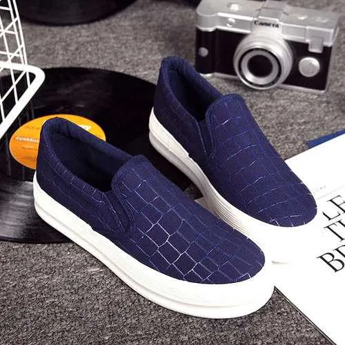 New Women Flats Casual Comfortable Fashion Canvas Elastic Slip-On Flat Loafers Shoes