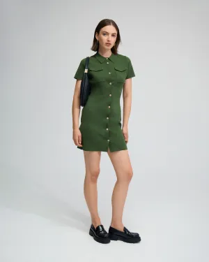 Olive Knitted Mini Dress